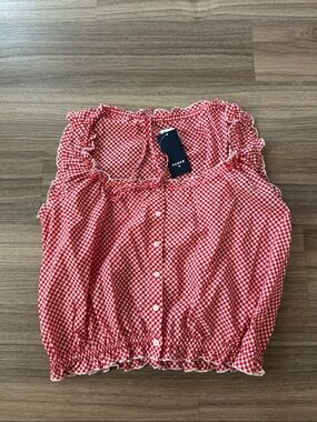 Parke x target Red Gingham Ruffle Button-Front Tank